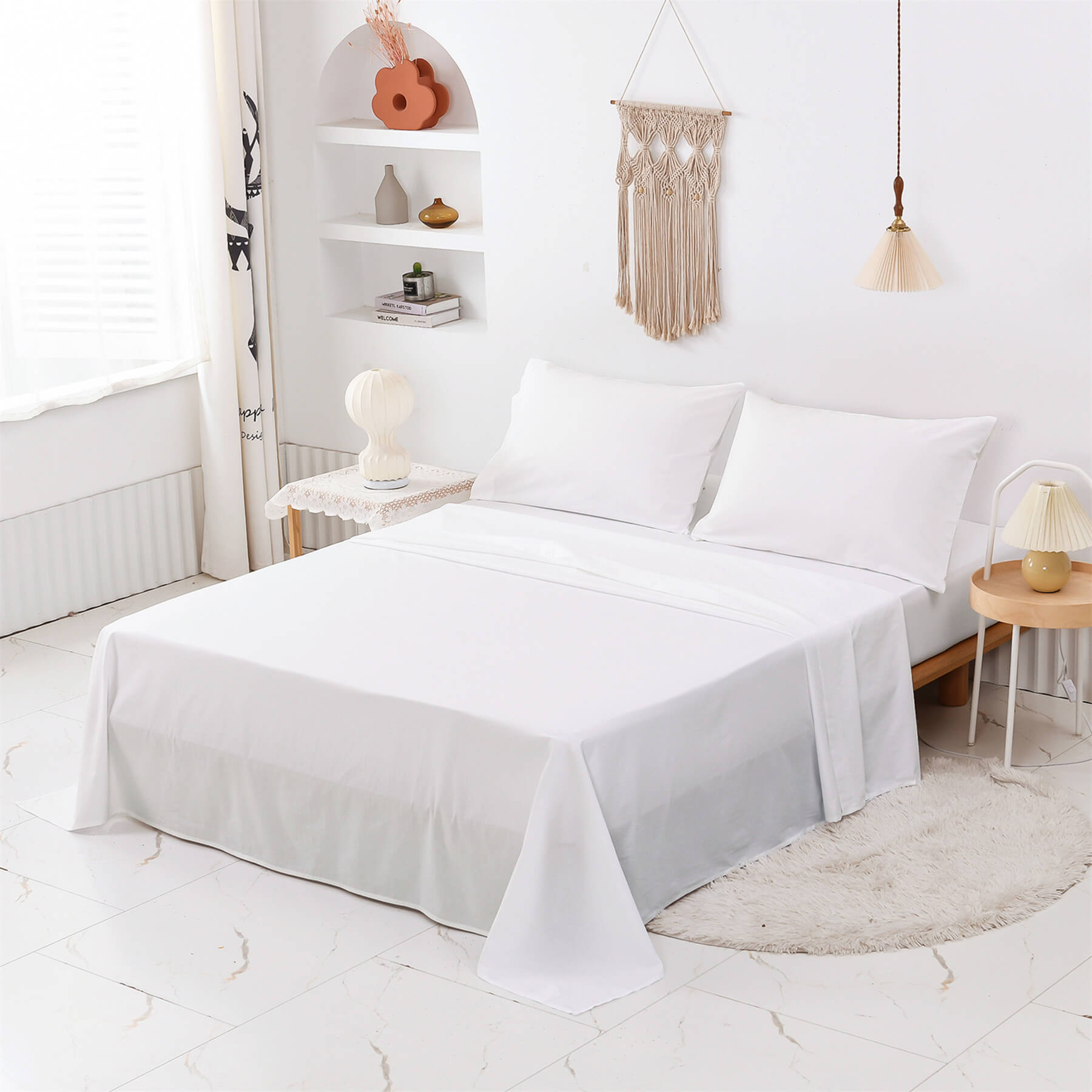 White Sheets Set - TanNicoor