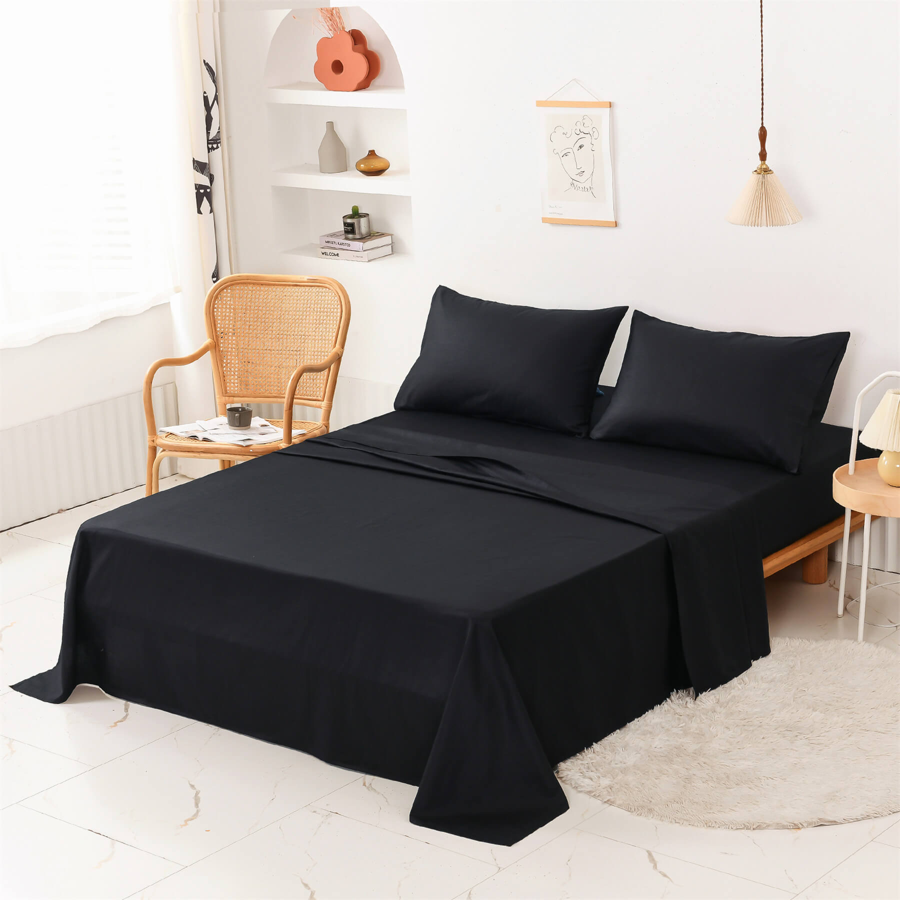 Black Sheets Set - TanNicoor