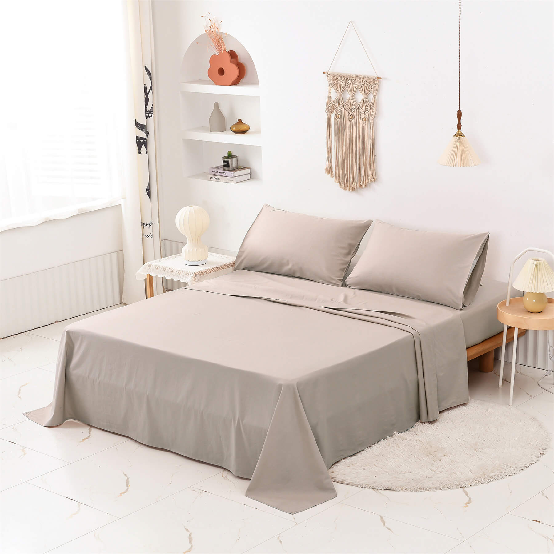 Beige Sheets Set - TanNicoor