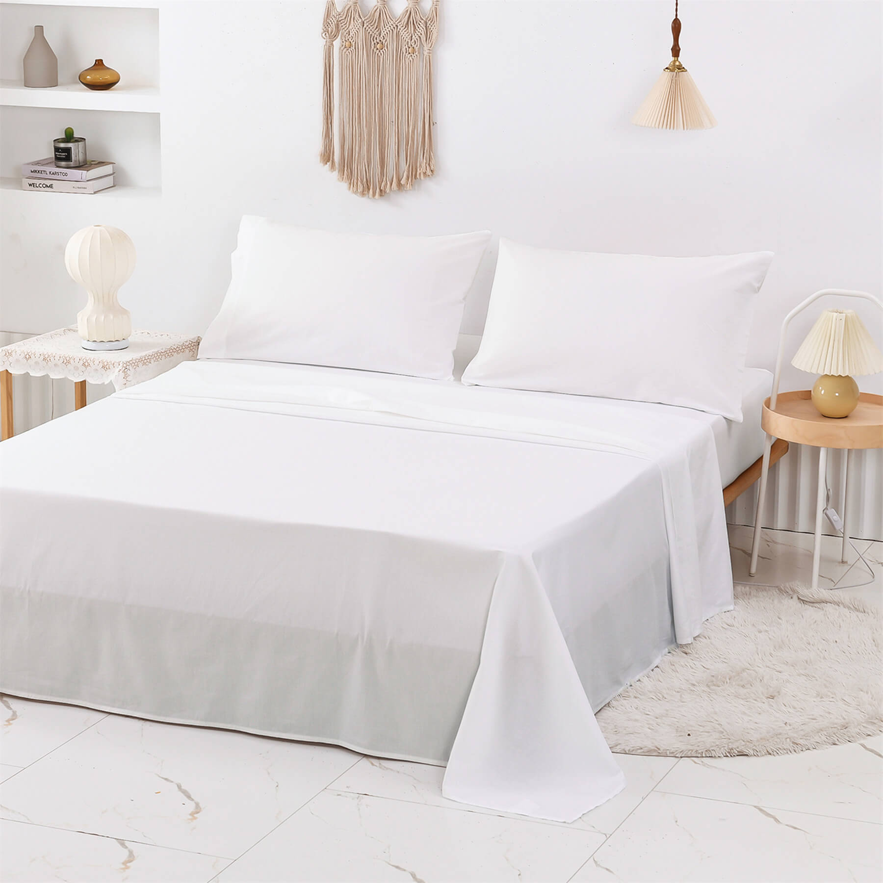 White Sheets Set - TanNicoor