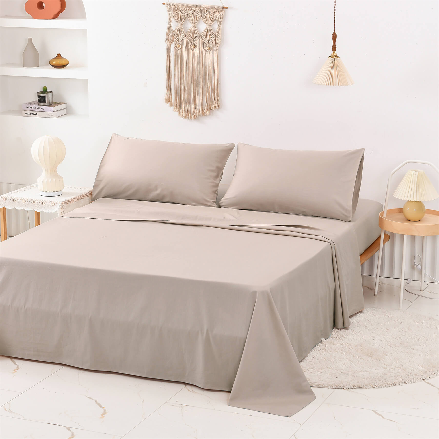 Beige Sheets Set - TanNicoor