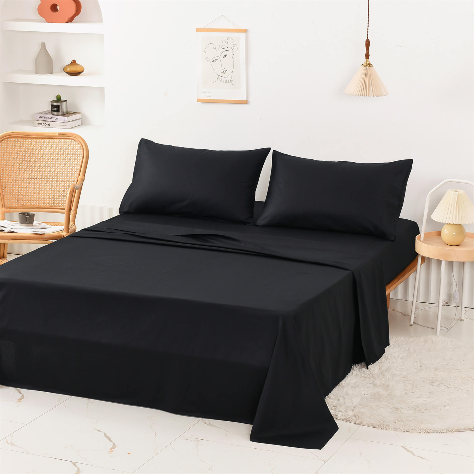 Black Sheets Set - TanNicoor