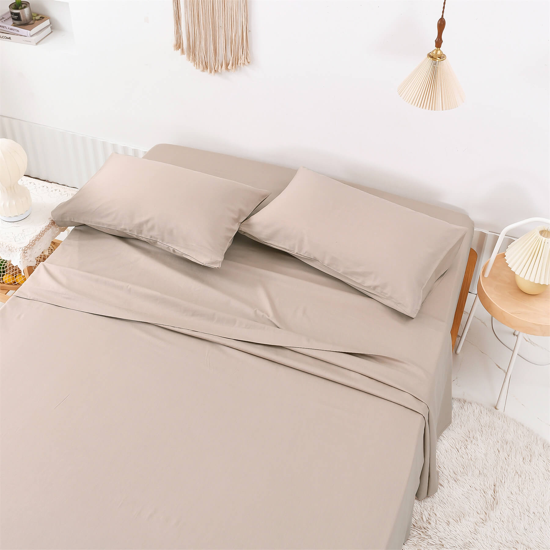 Beige Sheets Set - TanNicoor