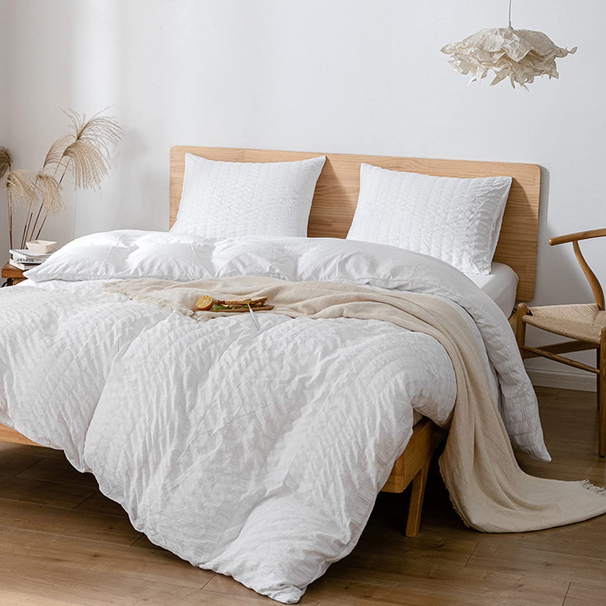 Seersucker Duvet Cover Set - TanNicoor