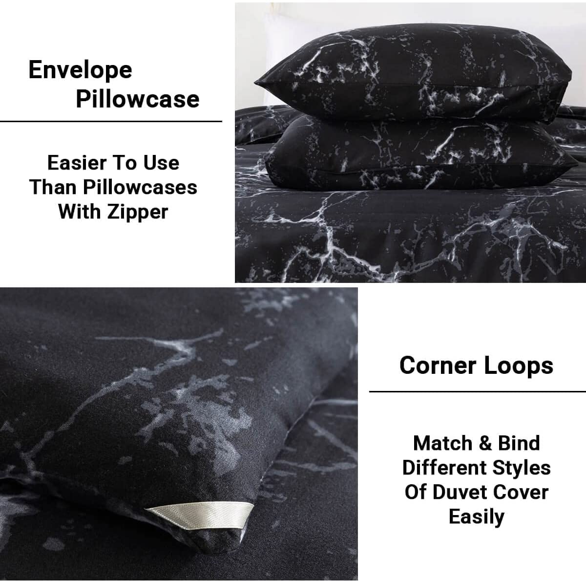 Black Marble Comforter Set - TanNicoor