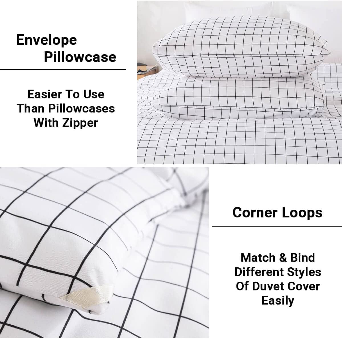 White Grid Comforter Set - TanNicoor