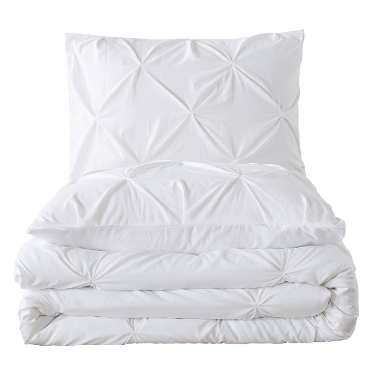 White Pinch Pleated Comforter Set - TanNicoor