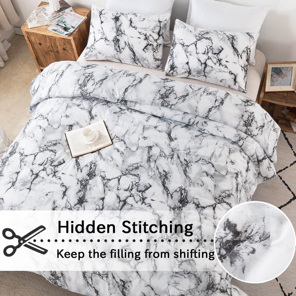 White Marble Comforter Set - TanNicoor