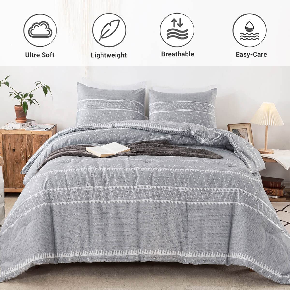 Grey Boho Comforter Set - TanNicoor