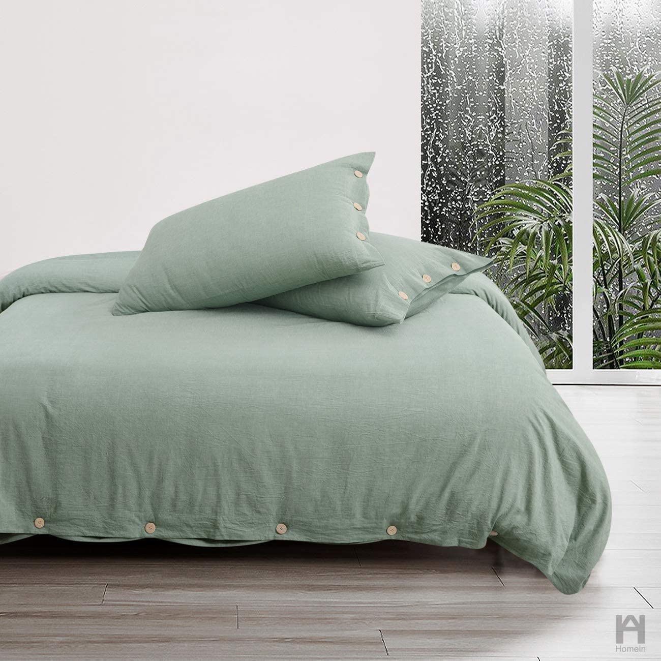 Green Washed Cotton Duvet Cover Set - TanNicoor