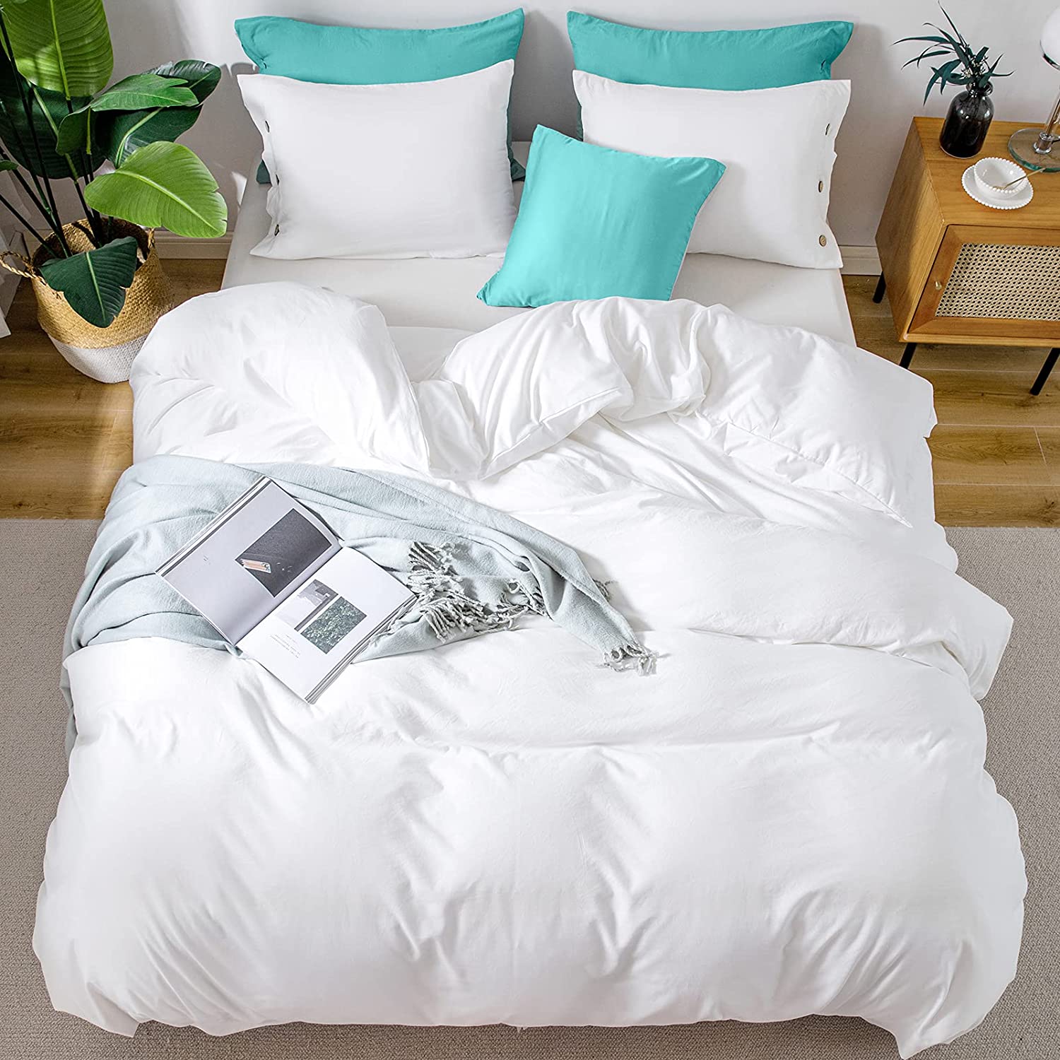 White Washed Cotton Duvet Cover Set - TanNicoor