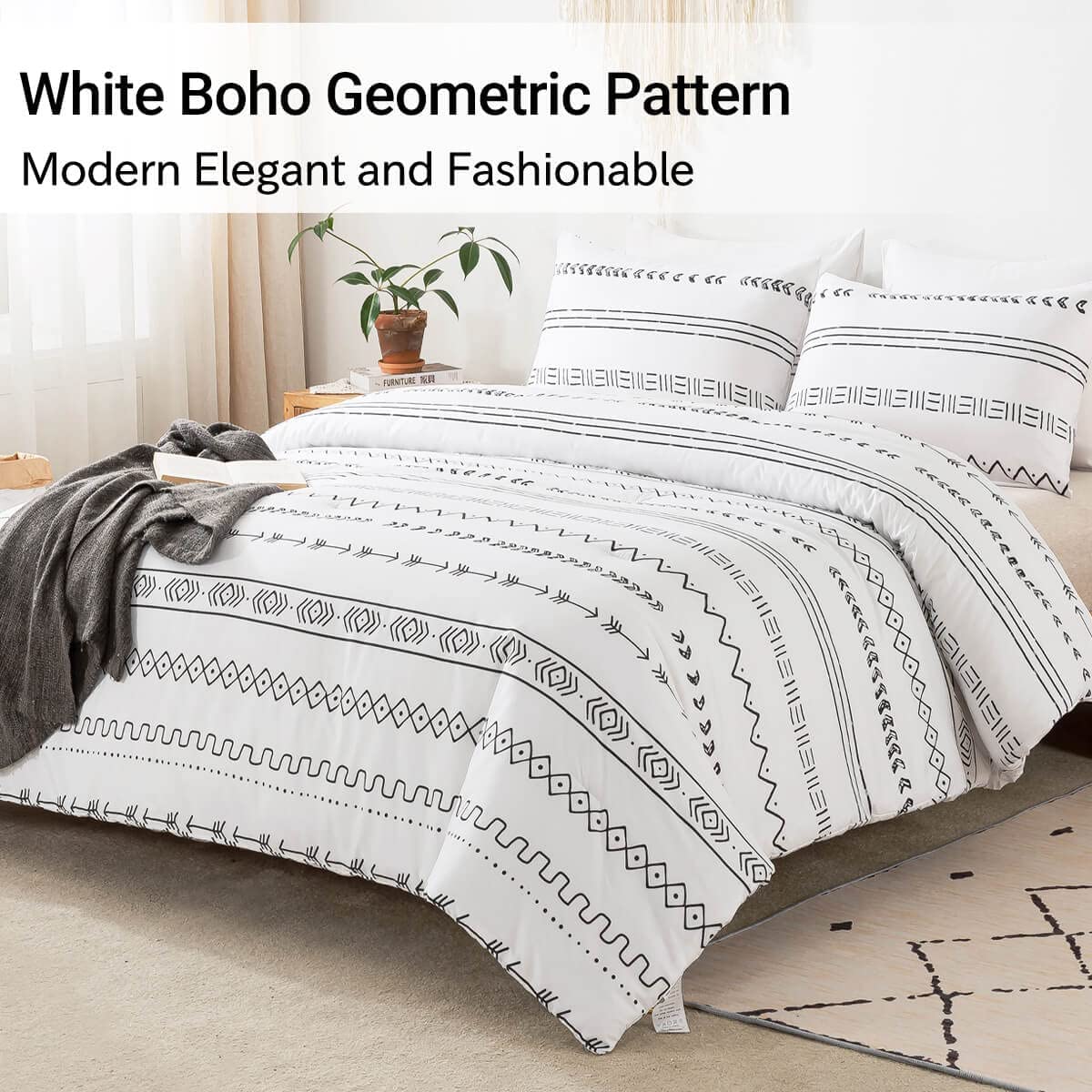 White Boho Comforter Set - TanNicoor