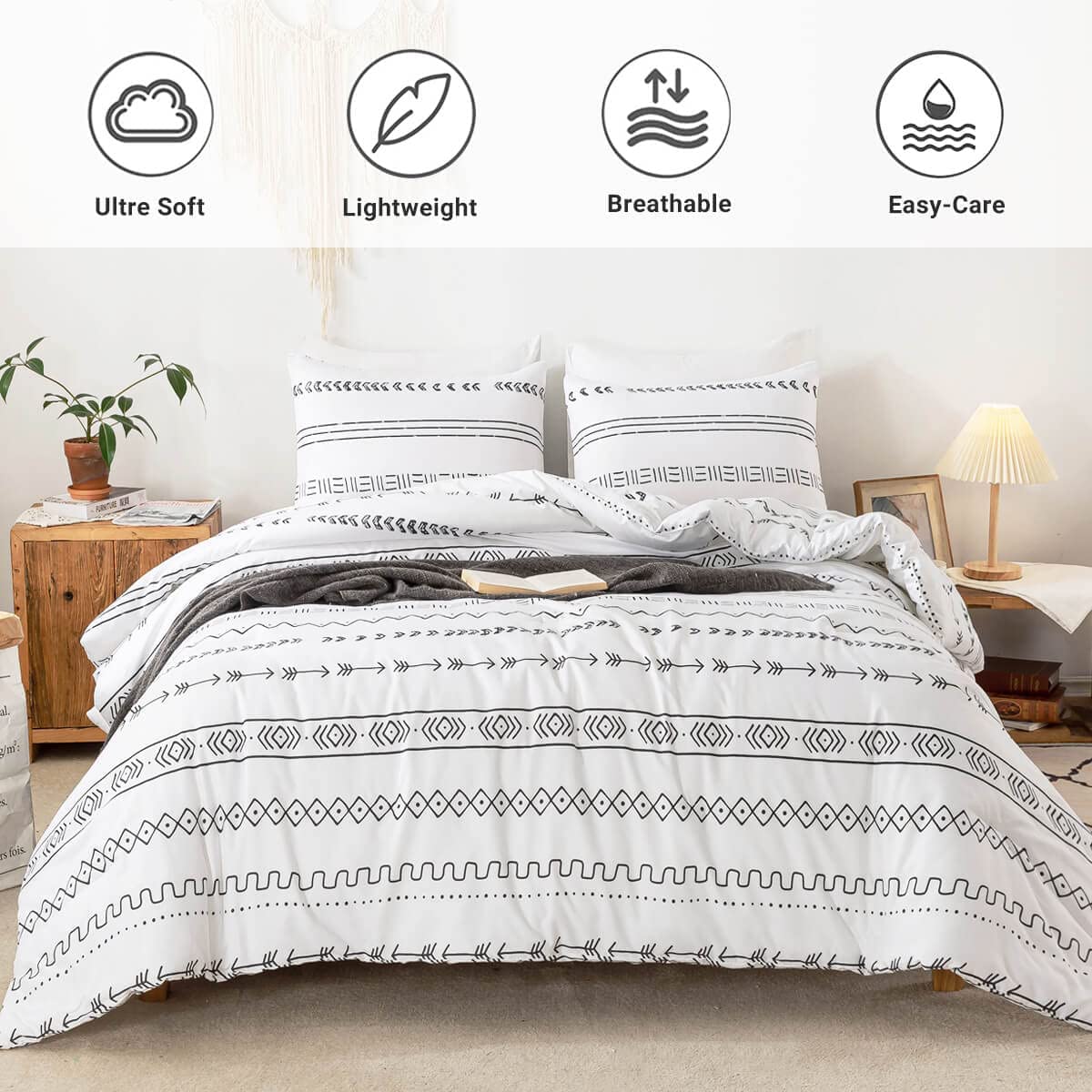 White Boho Comforter Set - TanNicoor