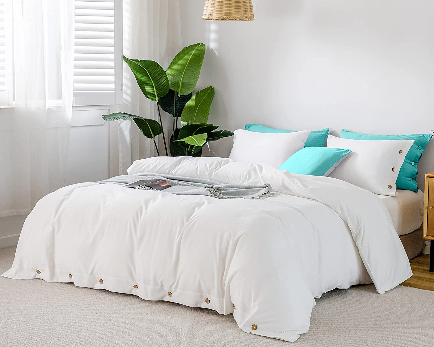 White Washed Cotton Duvet Cover Set - TanNicoor