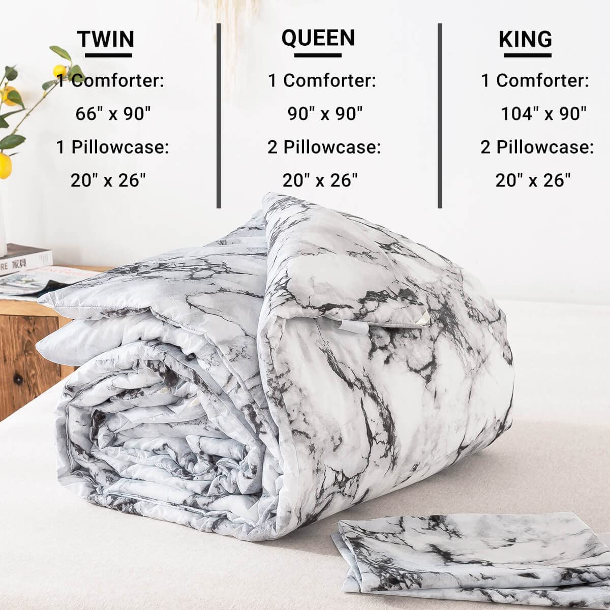 White Marble Comforter Set - TanNicoor