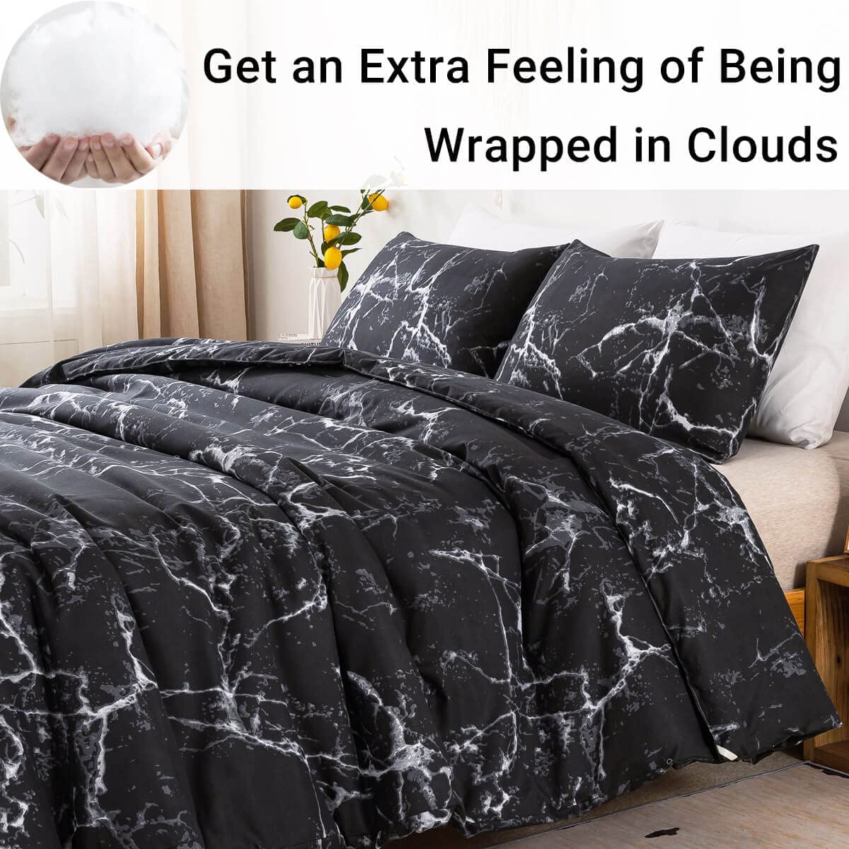 Black Marble Comforter Set - TanNicoor