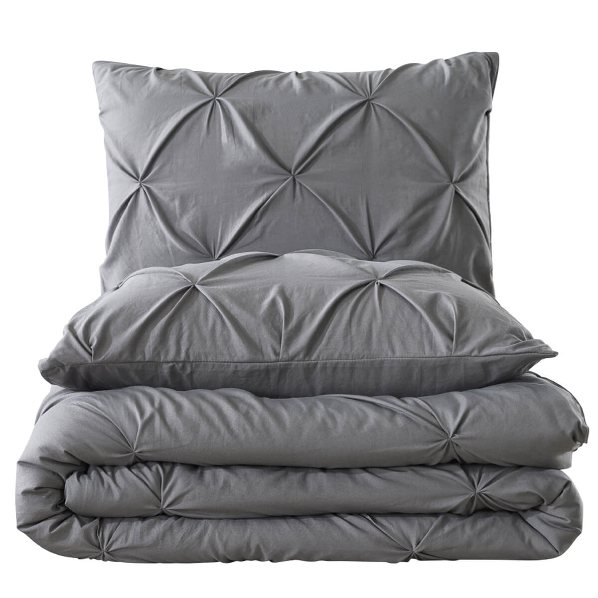 Grey Pinch Pleated Comforter Set - TanNicoor