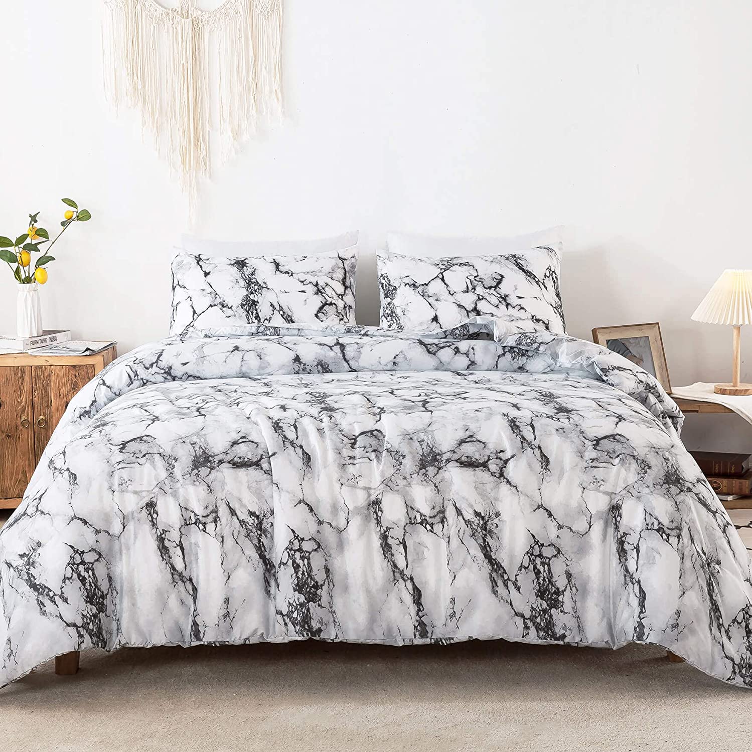 White Marble Comforter Set - TanNicoor