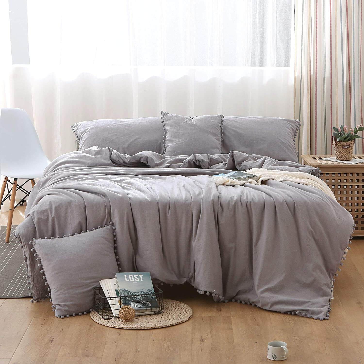 Pom Fringe Duvet Cover - TanNicoor